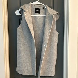 Theory Grey Wool Hooded Vest